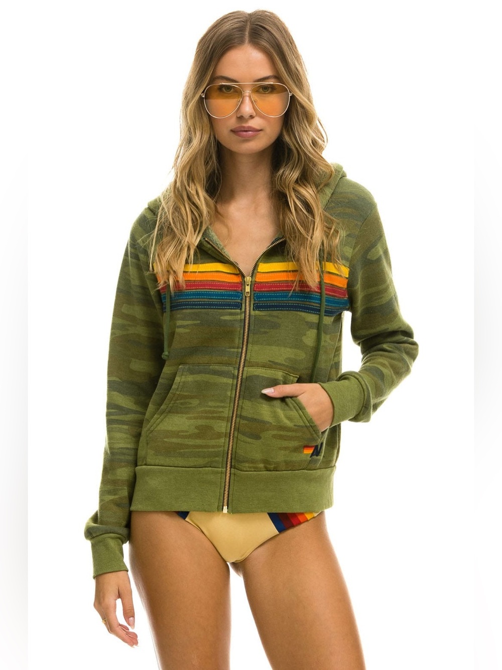 Aviator Nation // MATCHING SET - 5 Stripe Camo Zip Hoodie & Sweats